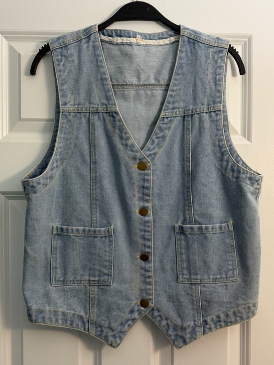 Jackets & Blazers - Light Wash Denim Vest with Front Pockets